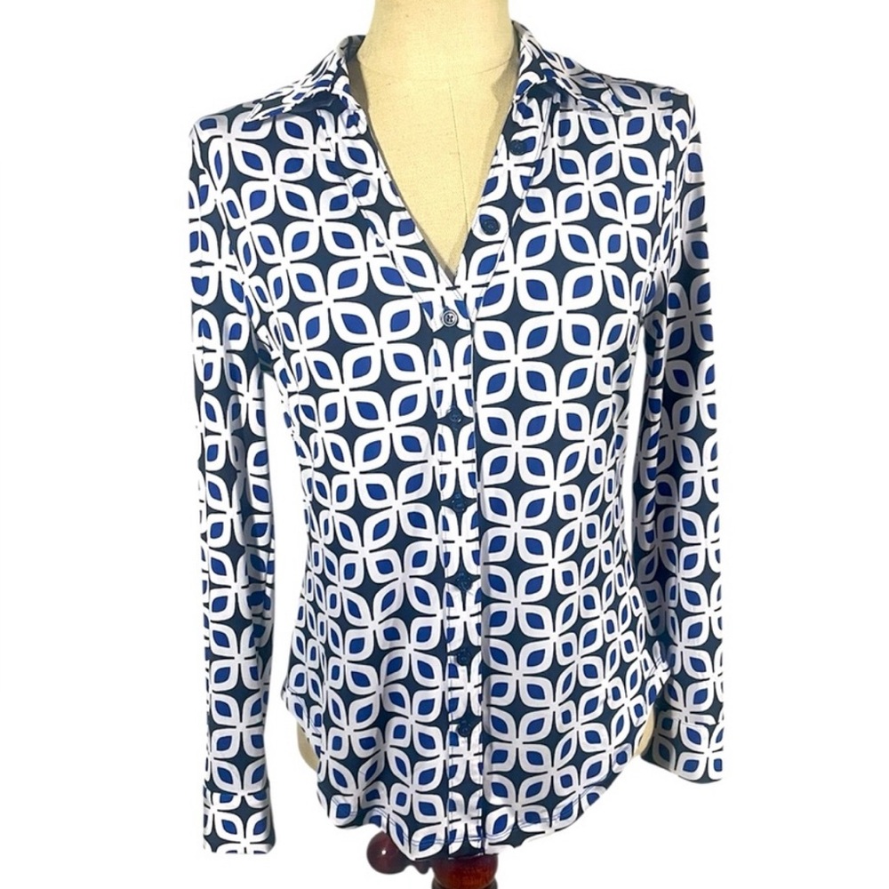 Philosophy Republic Geometric Petal Print Button Down Blouse Size M NWT